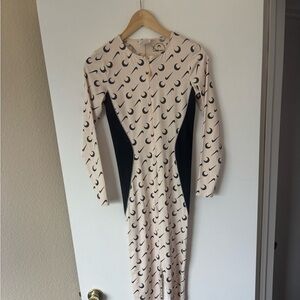 Marine Serre Beige and Black Long Sleeve Dress